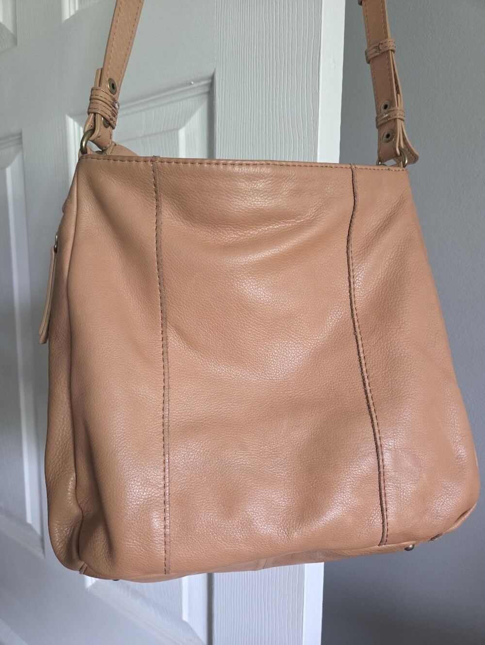 Women’s Leather Crossbody Bag And Wallet - Beige Tan American Leather Company - Picture 2 of 5